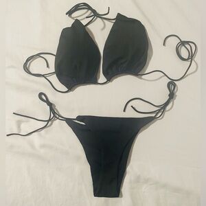 Bloomora Tan Through Black String Bikini